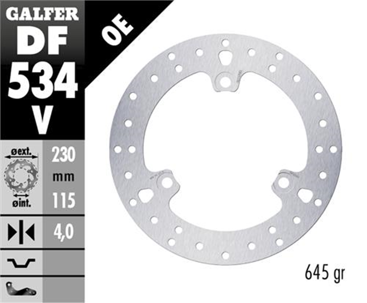 DISCO FRENO MOTO GALFER N MAX 230X115 4 MM 3T ( NG 1574)